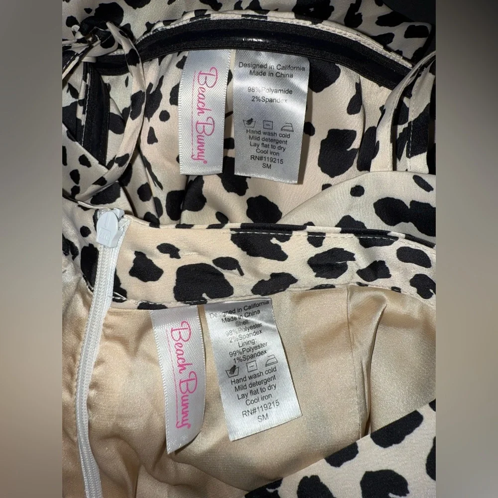 BEACH BUNNY SET Leopard Print Ramsey Slit Leg Wide Pant + Eastyn Tie Tank Top SM - Picture 15 of 16